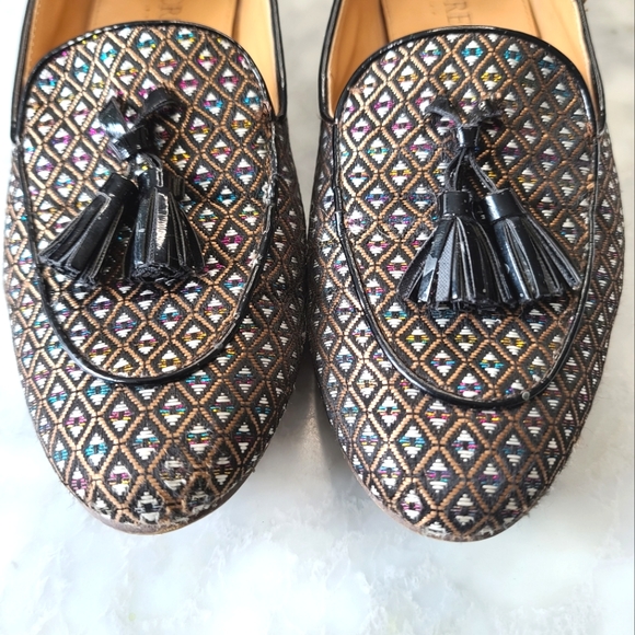 J. CREW Charlie Medallion Jacquard Tassle Loafers sz 6.5 - Picture 2 of 8